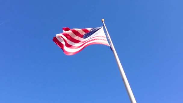 Amerikaanse Vlag Met Blauwe Lucht Houston Texas Verenigde Staten — Stockvideo