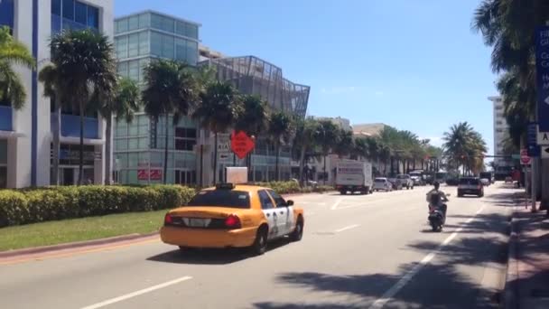 Такси Машине Улице Майами Бич Сша — стоковое видео