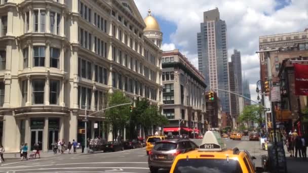 Inclinez Vous Taxi Bâtiment Manhattan New York États Unis — Video