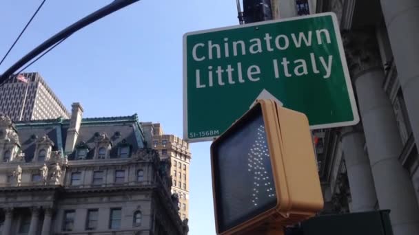 Incline Assinar Com Chinatown Pequena Itália Manhattan Nova York Eua — Vídeo de Stock