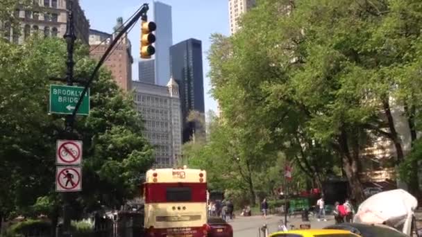 Touristenbus Und Autos Manhattan New York City Usa — Stockvideo