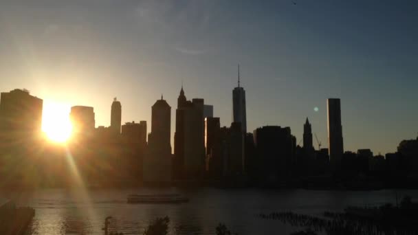 Manhattan Skyline Sunset New York City Verenigde Staten — Stockvideo