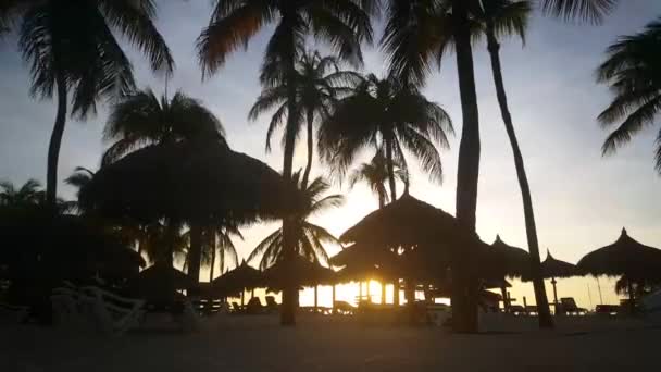 Tijdsverloop Van Zonsondergang Bij Palm Beach Aruba — Stockvideo