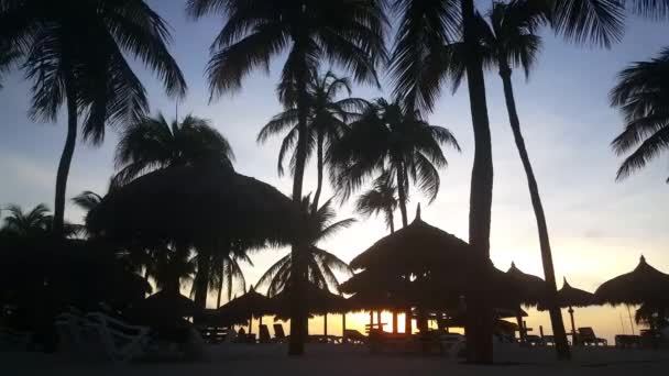 Puesta Sol Palm Beach Aruba — Vídeos de Stock