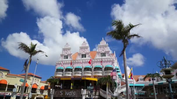 Oranjestad Aruba Daki Renkli Royal Plaza Alışveriş Merkezi — Stok video