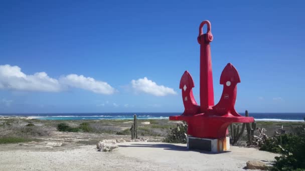 Ancoră Roșie Mare Memoria Tuturor Seamen Aruba — Videoclip de stoc