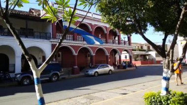 Granada 'daki Central Park' taki ağaçta Nikaragua bayrağı