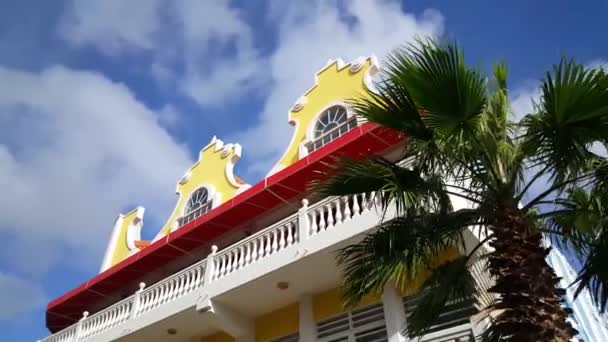Wandelen Door Straten Van Oranjestad Aruba — Stockvideo