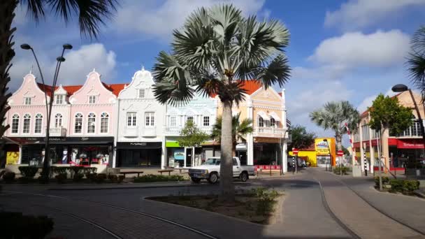 Traditionele Gebouwen Oranjestad Aruba — Stockvideo