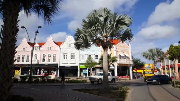 Traditionella Byggnader Oranjestad Aruba — Stockvideo