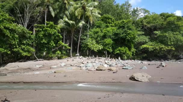 Strumień Wodospadu Kamienie Szczycie Siebie Plaży Montezuma Kostaryka — Wideo stockowe