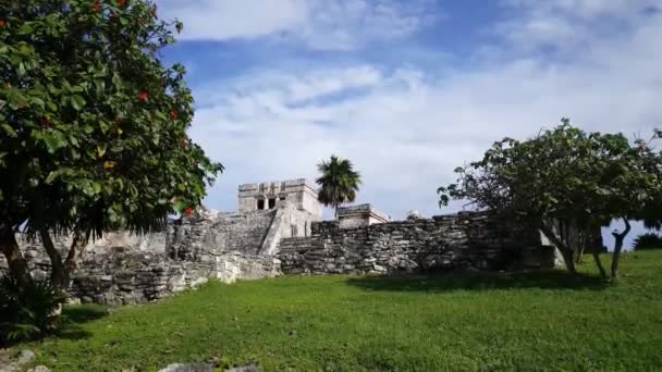 Ancient Mayan Fortress Tulum Yucatan Mexico — Stock Video