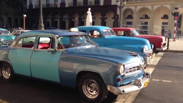 Classic Cars Downtown Havana Cuba — Stock Video