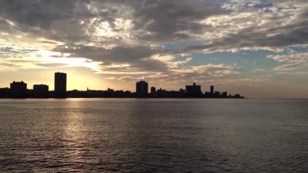 古巴哈瓦那天际线日落 — 图库视频影像