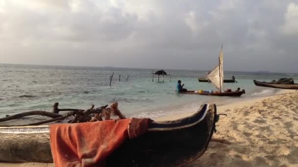 Locales Bote Madera Las Islas San Blas Panamá — Vídeos de Stock