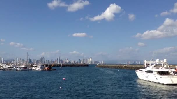 Panama City Skyline View Flamenco Island — Stock Video