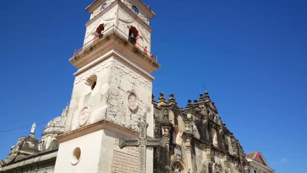 Kráčející Směrem Kříži Iglesia Merced Granadě Nikaragua — Stock video