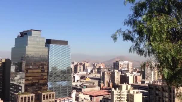 Blick Auf Santiago Chile Stadt Vom Hügel Santa Lucia — Stockvideo