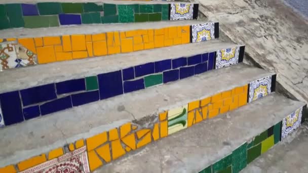 Procházka Světoznámých Selaron Steps Rio Janeiro Brazílie — Stock video