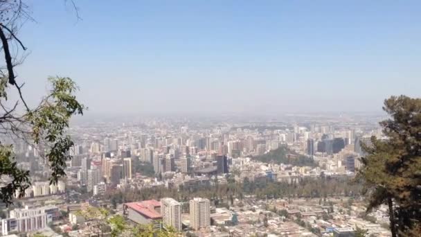 Vanaf San Cristobal Heuvel Santiago Chile — Stockvideo