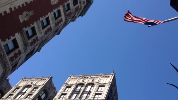 Amerikanische Flagge Der Innenstadt Von Boston Massachusetts Usa — Stockvideo