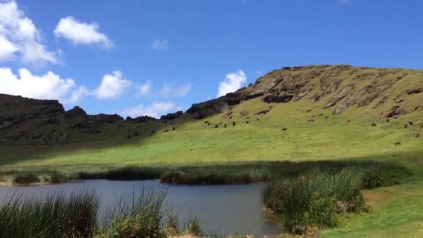 Rano Raraku Wyspa Wielkanocna Rapa Nui — Wideo stockowe