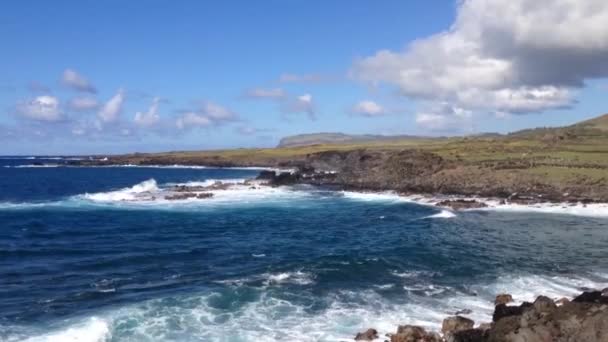 Pan Morza Upadłego Moai Wyspie Wielkanocnej Rapa Nui — Wideo stockowe