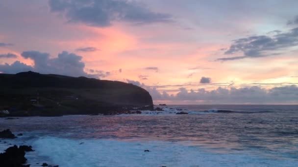 Zachód Słońca Wyspie Wielkanocnej Rapa Nui — Wideo stockowe