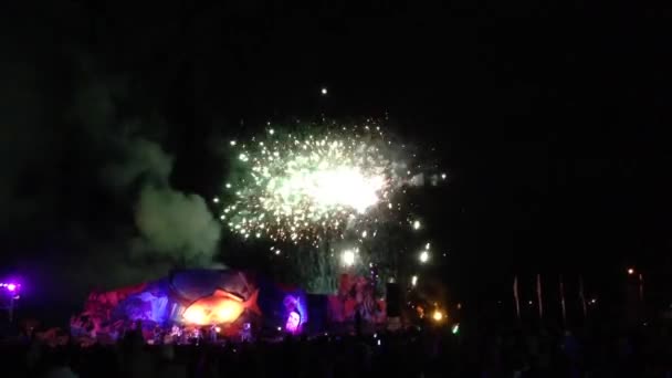 Feuerwerk Beim Tapati Festival Auf Der Osterinsel Rapa Nui — Stockvideo