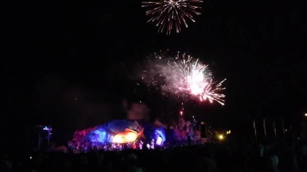 Fuegos Artificiales Festival Tapati Isla Pascua Rapa Nui — Vídeos de Stock