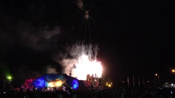 Fogos Artifício Festival Tapati Ilha Páscoa Rapa Nui — Vídeo de Stock