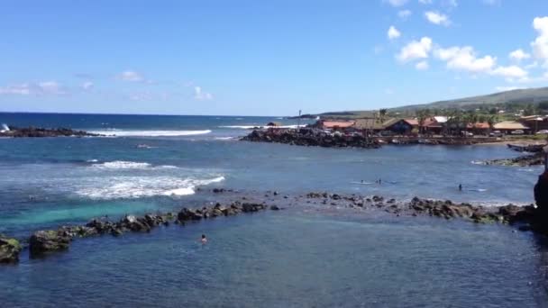 Pequena Piscina Natural Hanga Roa Ilha Páscoa Rapa Nui — Vídeo de Stock