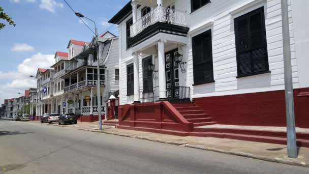 Улица Историческими Домами Paramaribo Suriname — стоковое видео
