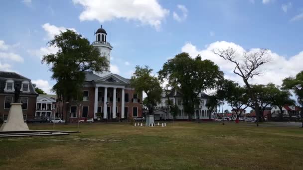 Tempo Decorrido Partir Onafhankelijkheidsplein Uma Praça Cidade Paramaribo Suriname — Vídeo de Stock