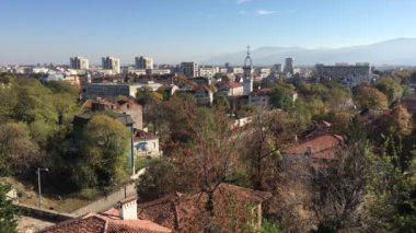 Plovdiv Bulgaristan 'ın Roma tiyatrosundan eski kente bakın