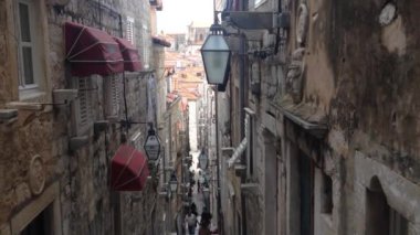Eski Dubrovnik Hırvatistan 'daki Dar Sokak