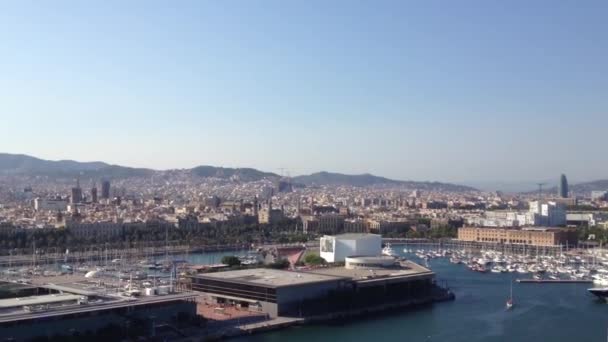 Blick Von Der Port Seilbahn Barcelona — Stockvideo