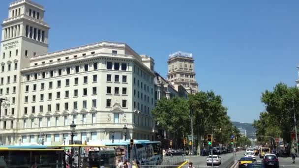 Rijden Door Barcelona Spanje Een Sightseeing Bus — Stockvideo