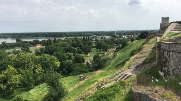 View Belgrade Fortress Danube River Belgrade Serbia — Stock Video