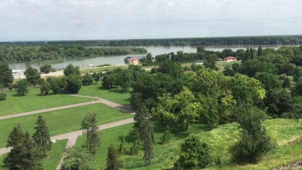 Vue Depuis Forteresse Belgrade Sur Danube Belgrade Serbie — Video