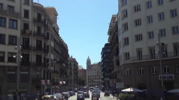 Jízda Barceloně Španělsko Vyhlídkovém Autobuse — Stock video