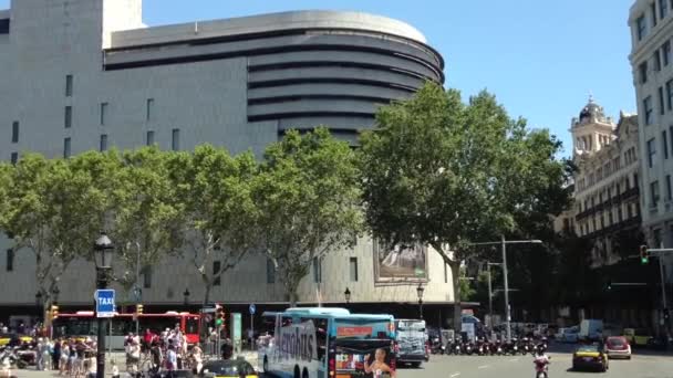 Barselona Spanya Dan Bir Gezi Otobüsüyle Geçiyor — Stok video
