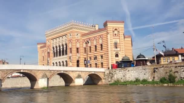 Nationale Universiteitsbibliotheek Van Bosnië Herzegovina Sarajevo — Stockvideo