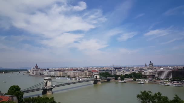Budapestöversikt Från Buda Slott — Stockvideo