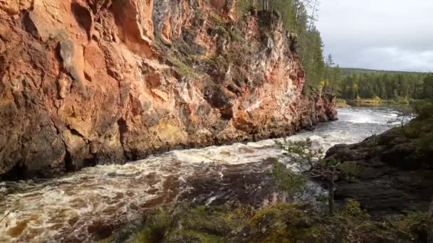 Potente Corriente Agua Parque Nacional Oulanka Finlandia — Vídeos de Stock