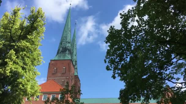 Lübecker Dom Der Lübecker Altstadt — Stockvideo