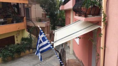 Yunanistan 'ın Kavala kentinde Yunan bayrağı