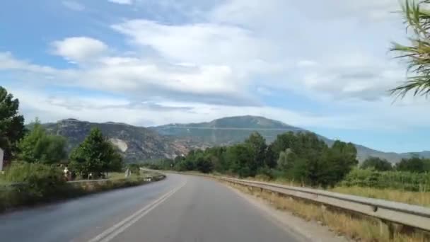 Driving Greek Landscape Way Kavala — Stock Video