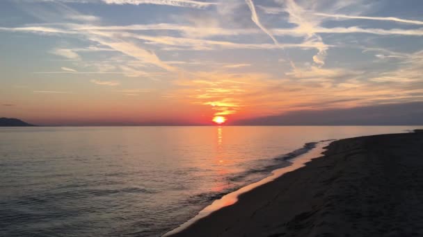 Pôr Sol Praia Keramoti Grécia — Vídeo de Stock