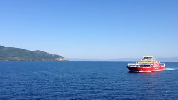 Ferry Going Thassos Greece — Stock Video